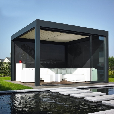 Easily assembled adjustable aluminum louvre pergola patio cover with waterproof Louver