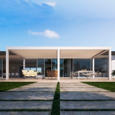 Waterproof electric louvered automatic aluminium louvre pergola terrace roof