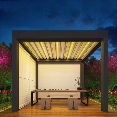 Balcony decoration automatic patio gazebo waterproof louvre roof pergola designs