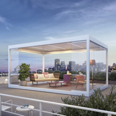 Custom design waterproof outdoor gazebo aluminum motorized pergola garden