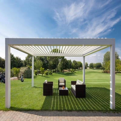 Hot Sale Waterproof Aluminum Motorized Adjustable Roof Pergola With Side Screen