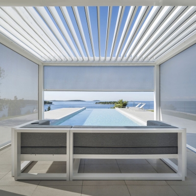 Garden Outdoor Sun Shading Aluminum Remote Control retractable louver Roof Bioclimatic pergola