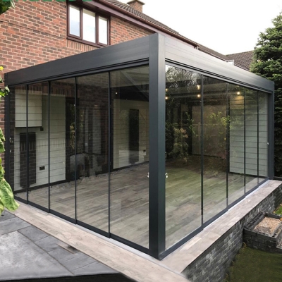 Wholesale Patio Flat Roof Bioclimatic Retractable Pergola with Side Screen