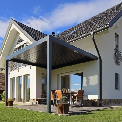 outdoor waterproof  motorized  waterproof aluminum  pergola louver roof  with rain sensor