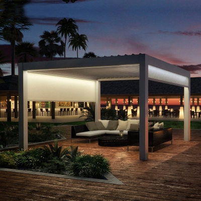 Easily Assembled Wall Hanging Motorized Waterproof Aluminium Folding Gazebo Roof