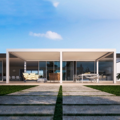 outdoor Fully automatic retractable sliding and folding waterproof aluminum terrace roof pergola