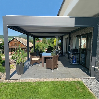 Electric aluminium japanese outdoor garden louver pergola gazebo