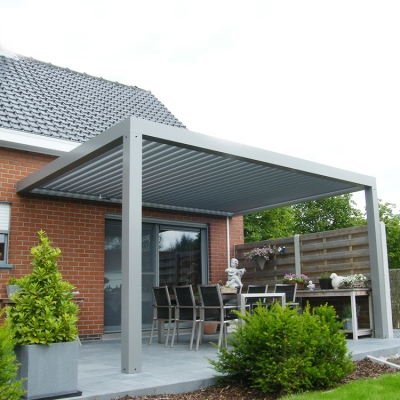 Remote control retractable rotating louver aluminum slats pergola with LED light