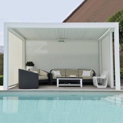 OEM Bioclimatiche waterproof aluminum pergola louvre covered with electric adjustable fins