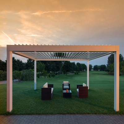 Rainproof opening and closing roof deck aluminium attached pergola kit