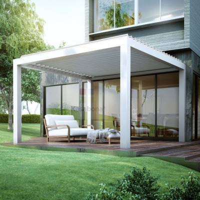 Remote control louver roof system balcony pergola roof cover with shade