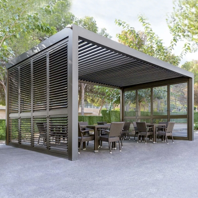 Waterproof pergolas modern system with electric roof