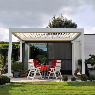 Outdoor aluminium waterproof pergola electric patio roof with LED lighting