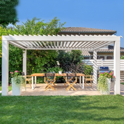 Waterproof patio roof motorised opening aluminium pergola system