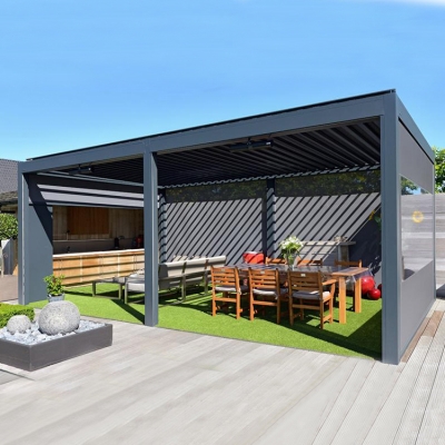 Electric pergola roof cover aluminium outdoor waterproof with louvered roof