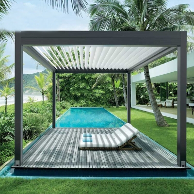 Excellent drainage aluminum pergola with motorized adjustable roof louvers