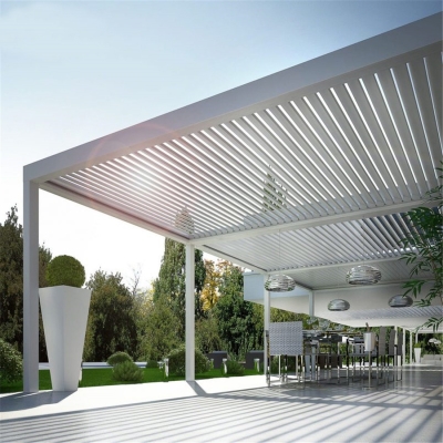 Motorized Folding Roof Electric Outdoor Pergola With LED Lighting