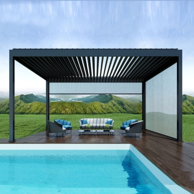 Aluminium louvre roof bioclimatic outdoor motorized aluminum pergola gazebo profile