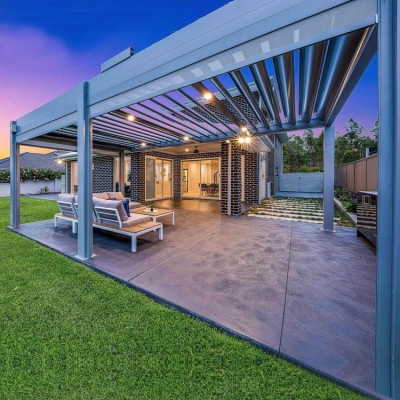 Waterproof metal roof pergolas and gazebos outdoor with louver roof system