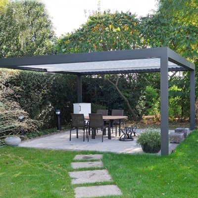 garden square tube opening closing aluminum pergola roof