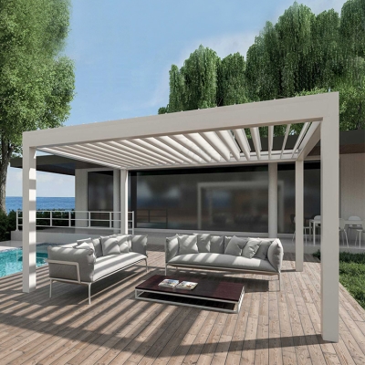 Waterproof diy adjustable open and close aluminum patio louvre roof pergola shade