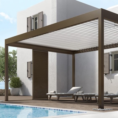 Outdoor aluminum sun shade roof louver aluminum patio remote control electric pergola roof