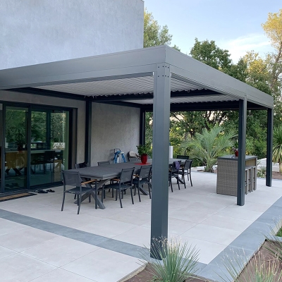 Modern waterproof outdoor gazebo motorized shutters pergola designs