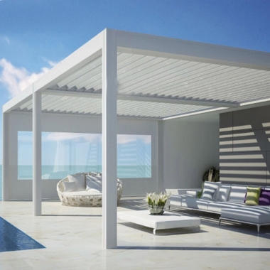 Professional Waterproof Windproof Glass Doors System Pergola Bioclimatique Outdoor Gazebo