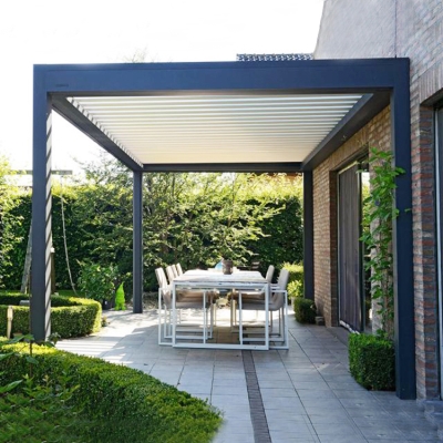 Aluminum Custom Garden Motorized Sun Louvre Roof With Zipper Screens