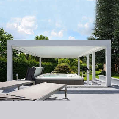 Outdoor automatic waterproof louvered patio cover aluminium pergola for super store