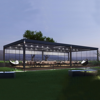 New design cheap European outdoor furniture electric beach pergola roof for restaurant