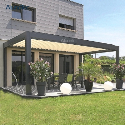 Automatic motorized opening and closing aluminium pergola pavillon awning roof